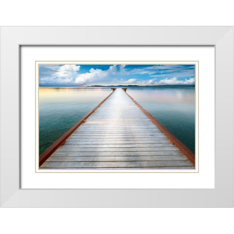 Long View Pier White Modern Wood Framed Art Print with Double Matting by Delimont, Danita