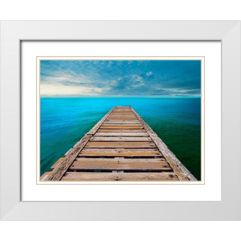 Ocean So Blue White Modern Wood Framed Art Print with Double Matting by Calascibetta, Mike