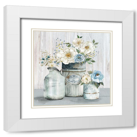 French Garden Flowers II White Modern Wood Framed Art Print with Double Matting by Robinson, Carol