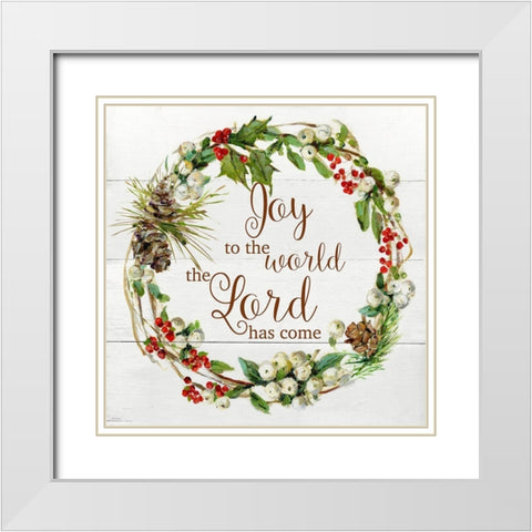 The Lord Has Come Wreath White Modern Wood Framed Art Print with Double Matting by Swatland, Sally