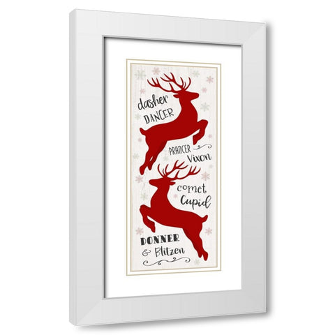 North Pole Reindeer White Modern Wood Framed Art Print with Double Matting by Carpentieri, Natalie