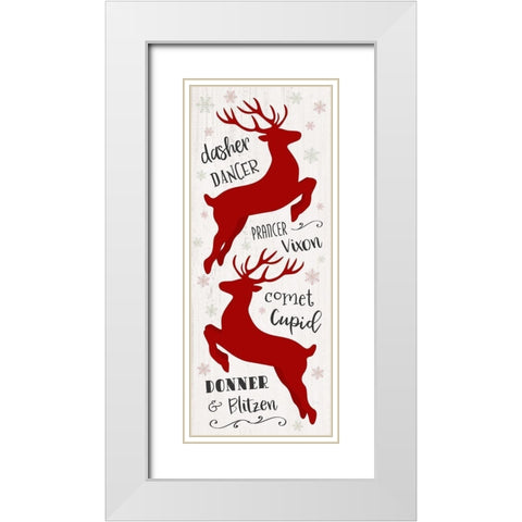 North Pole Reindeer White Modern Wood Framed Art Print with Double Matting by Carpentieri, Natalie