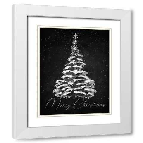 Merry Christmas White Modern Wood Framed Art Print with Double Matting by Santiago, Daniela