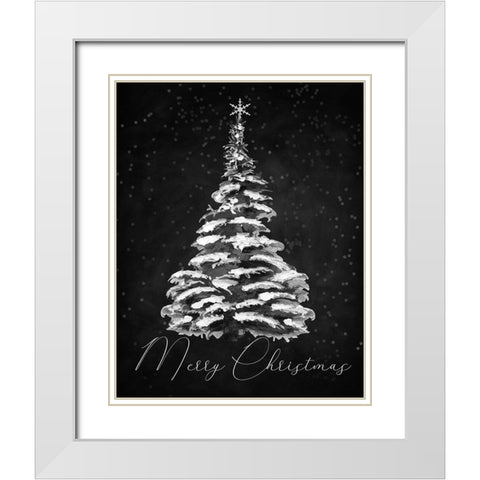Merry Christmas White Modern Wood Framed Art Print with Double Matting by Santiago, Daniela