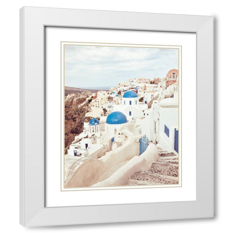 Santorini White Modern Wood Framed Art Print with Double Matting by Delimont, Danita