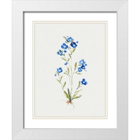 Petite Blue I White Modern Wood Framed Art Print with Double Matting by Swatland, Sally
