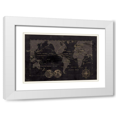 Black Gold Map White Modern Wood Framed Art Print with Double Matting by Robinson, Carol