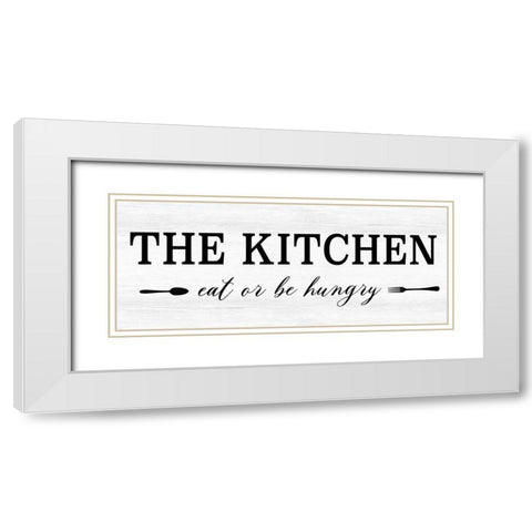 Eat or be Hungry White Modern Wood Framed Art Print with Double Matting by CAD Designs