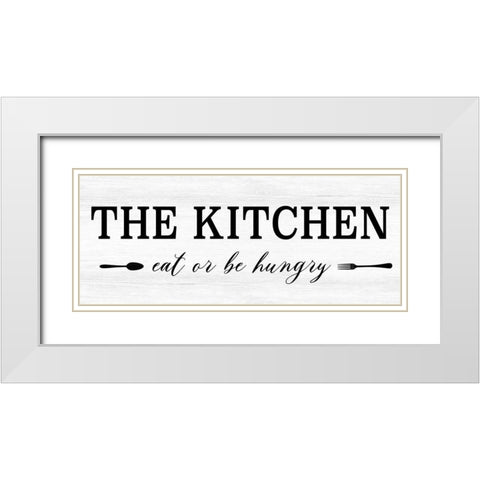 Eat or be Hungry White Modern Wood Framed Art Print with Double Matting by CAD Designs
