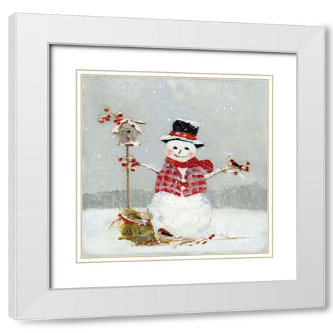 Frosty Friends II White Modern Wood Framed Art Print with Double Matting by Swatland, Sally