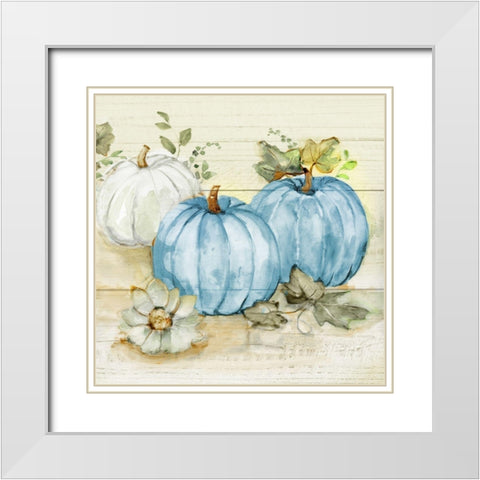 Harvest Pumpkins II White Modern Wood Framed Art Print with Double Matting by Nan