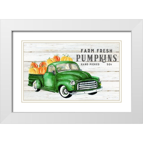 Fresh Pumpkins White Modern Wood Framed Art Print with Double Matting by Robinson, Carol