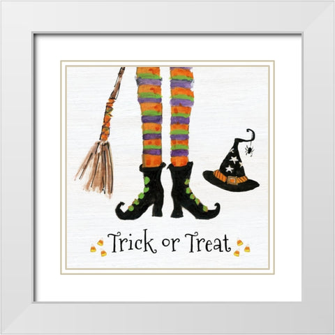 Trick or Treat Witch White Modern Wood Framed Art Print with Double Matting by Swatland, Sally