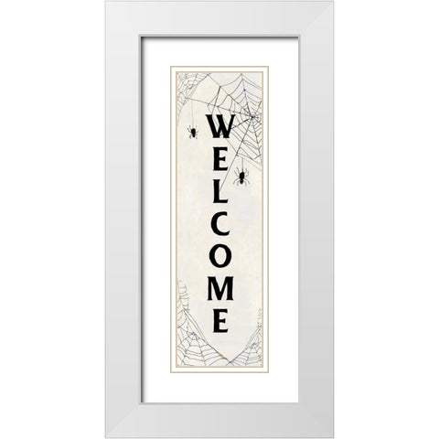 Spider Welcome White Modern Wood Framed Art Print with Double Matting by Swatland, Sally