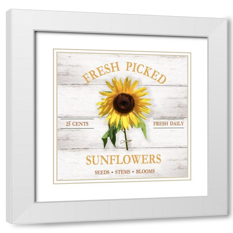 Fresh Picked Sunflowers White Modern Wood Framed Art Print with Double Matting by Carpentieri, Natalie