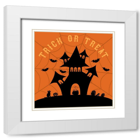 Trick or Treat House White Modern Wood Framed Art Print with Double Matting by Carpentieri, Natalie