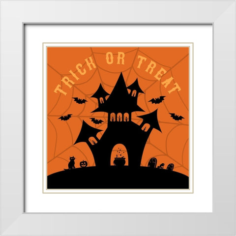 Trick or Treat House White Modern Wood Framed Art Print with Double Matting by Carpentieri, Natalie