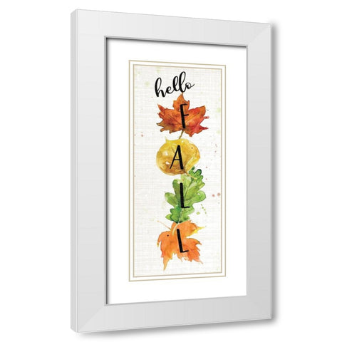 Hello Fall White Modern Wood Framed Art Print with Double Matting by Robinson, Carol