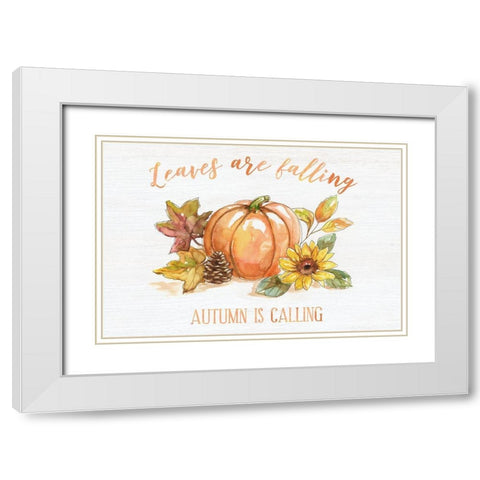 Autumn Blessings White Modern Wood Framed Art Print with Double Matting by Nan