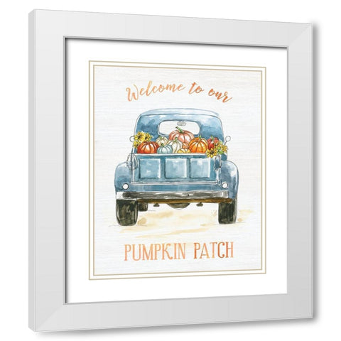 Pumpkin Patch White Modern Wood Framed Art Print with Double Matting by Nan