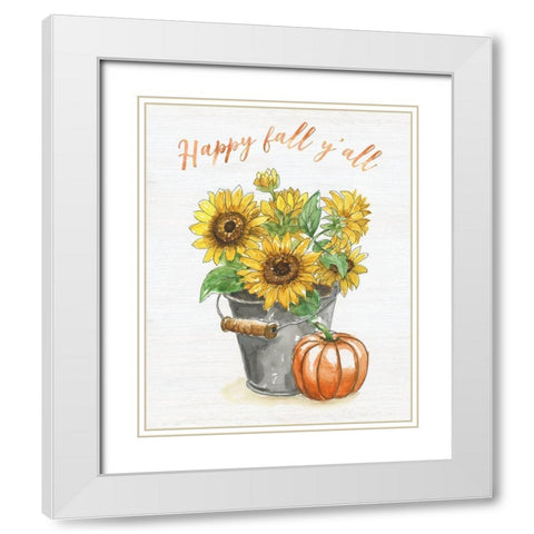 Sunflower Happiness White Modern Wood Framed Art Print with Double Matting by Nan