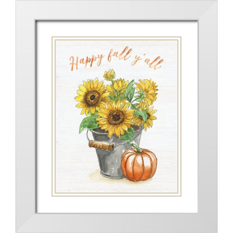 Sunflower Happiness White Modern Wood Framed Art Print with Double Matting by Nan