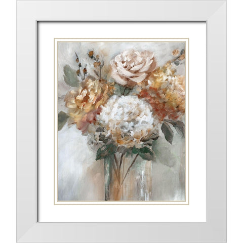 Autumn Gold White Modern Wood Framed Art Print with Double Matting by Nan