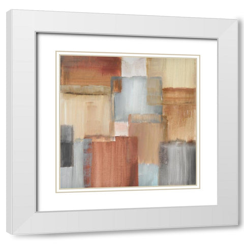 Woven Grid White Modern Wood Framed Art Print with Double Matting by Nan