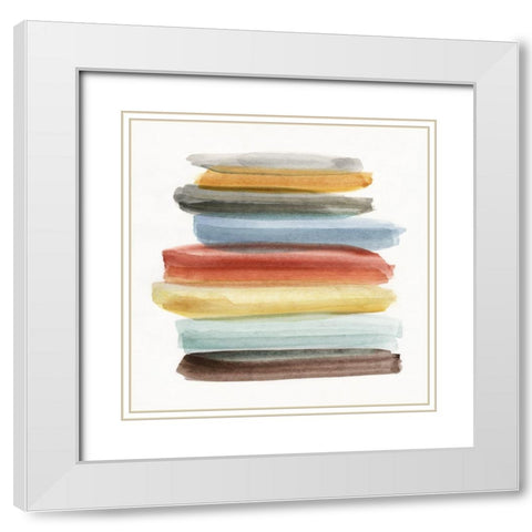 Stacked Square White Modern Wood Framed Art Print with Double Matting by Nan
