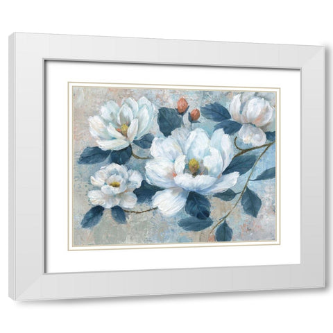 Spring Bloom II White Modern Wood Framed Art Print with Double Matting by Nan