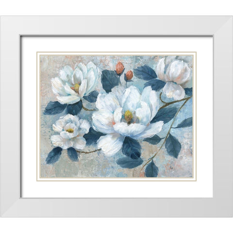Spring Bloom II White Modern Wood Framed Art Print with Double Matting by Nan