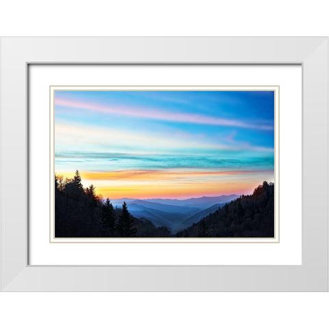 River Valley Sundown White Modern Wood Framed Art Print with Double Matting by Delimont, Danita