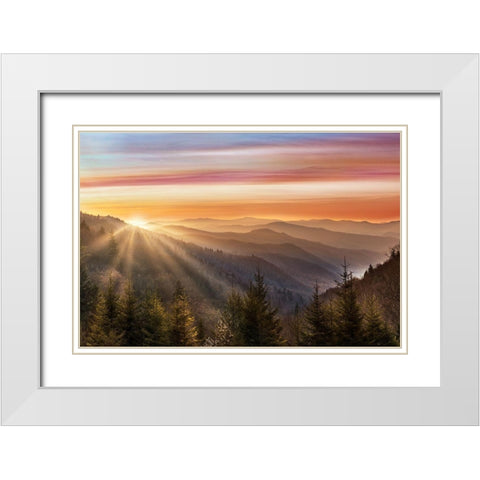Smokey Sunrise White Modern Wood Framed Art Print with Double Matting by Delimont, Danita