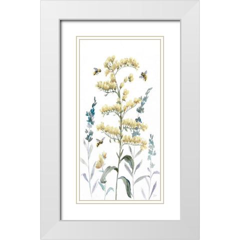 Bumble Bee Garden I White Modern Wood Framed Art Print with Double Matting by Nan