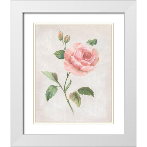 Grandiflora I White Modern Wood Framed Art Print with Double Matting by Nan