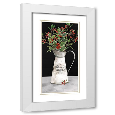 Christmas Berry Still Life White Modern Wood Framed Art Print with Double Matting by Robinson, Carol