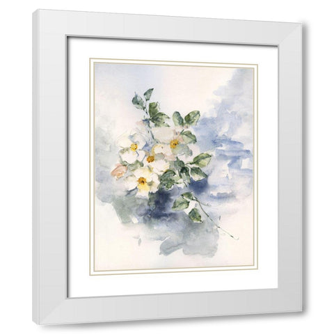 Dogwood Blossoms I White Modern Wood Framed Art Print with Double Matting by Swatland, Sally
