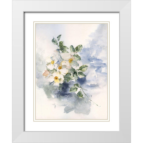 Dogwood Blossoms I White Modern Wood Framed Art Print with Double Matting by Swatland, Sally