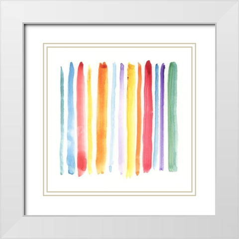 Color Pop Lines White Modern Wood Framed Art Print with Double Matting by Nan
