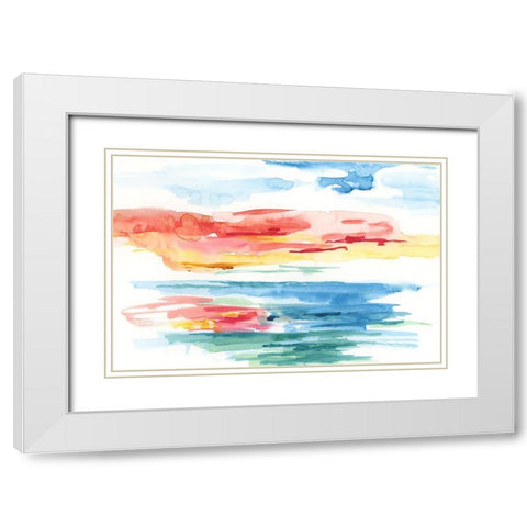 Color Pop Horizon White Modern Wood Framed Art Print with Double Matting by Nan