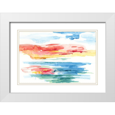 Color Pop Horizon White Modern Wood Framed Art Print with Double Matting by Nan