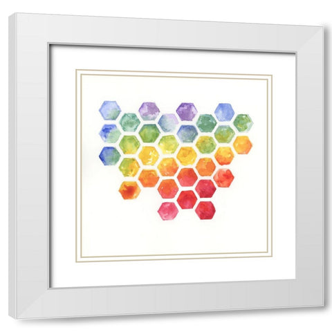 Color Pop Hive White Modern Wood Framed Art Print with Double Matting by Nan