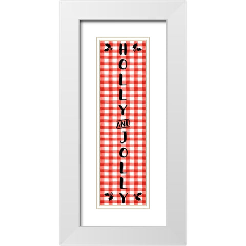 Holly And Jolly White Modern Wood Framed Art Print with Double Matting by CAD Designs