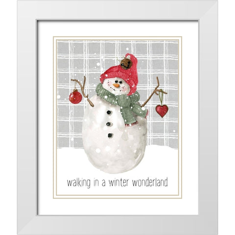 Farmhouse Christmas Snowman I White Modern Wood Framed Art Print with Double Matting by Robinson, Carol
