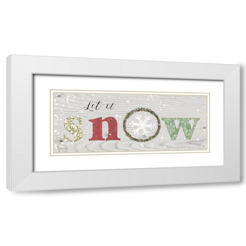 Farmhouse Christmas Snow Sign White Modern Wood Framed Art Print with Double Matting by Finn, Livi