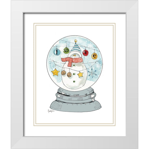Snowglobe I White Modern Wood Framed Art Print with Double Matting by Finn, Livi