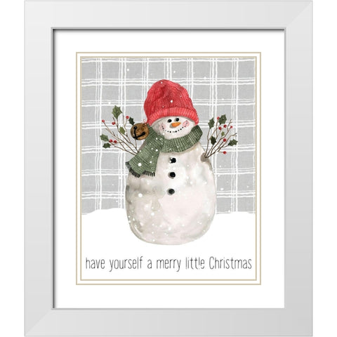 Farmhouse Christmas Snowman IV White Modern Wood Framed Art Print with Double Matting by Robinson, Carol