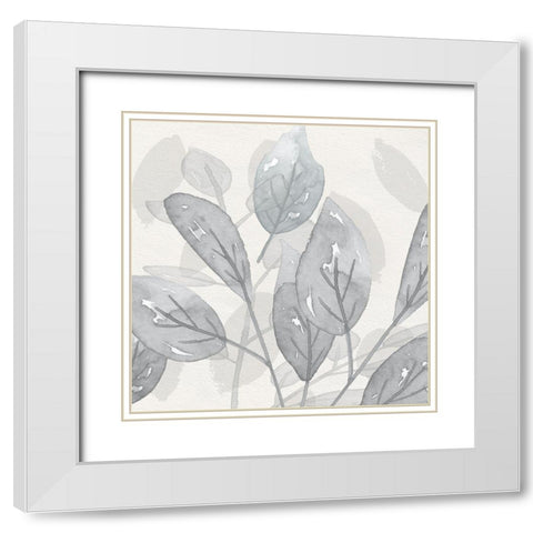 Shadow Leaves II White Modern Wood Framed Art Print with Double Matting by Jill, Susan