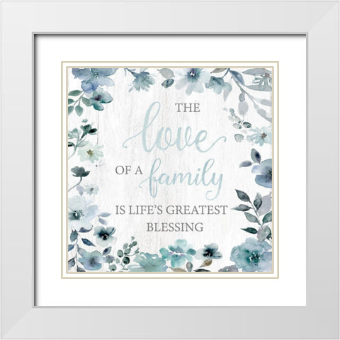 Teal Love White Modern Wood Framed Art Print with Double Matting by Robinson, Carol