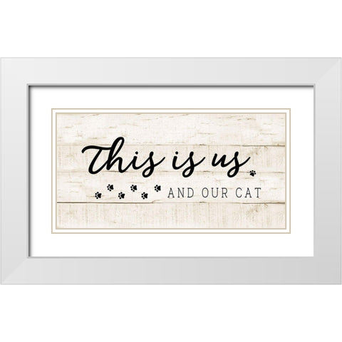 Us and Our Cat White Modern Wood Framed Art Print with Double Matting by CAD Designs